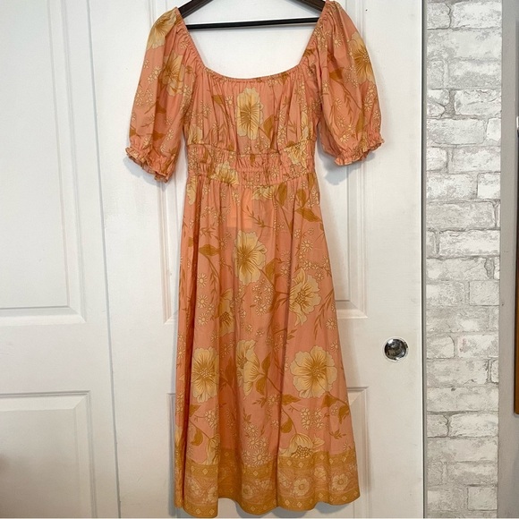 SPELL & the gypsy Collective Sloan Soiree Dress Peach puff floral off shoulder M - Picture 5 of 12